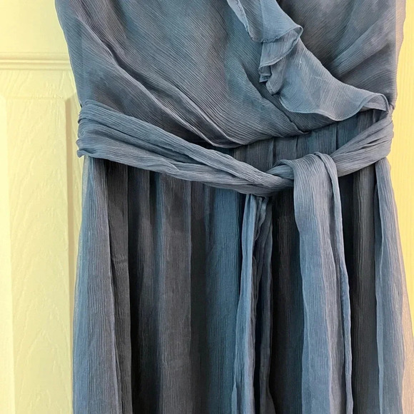 Amsale Bridesmaids Silk Chiffon Ruffle Sleeveless Dress Gown - Picture 9 of 13